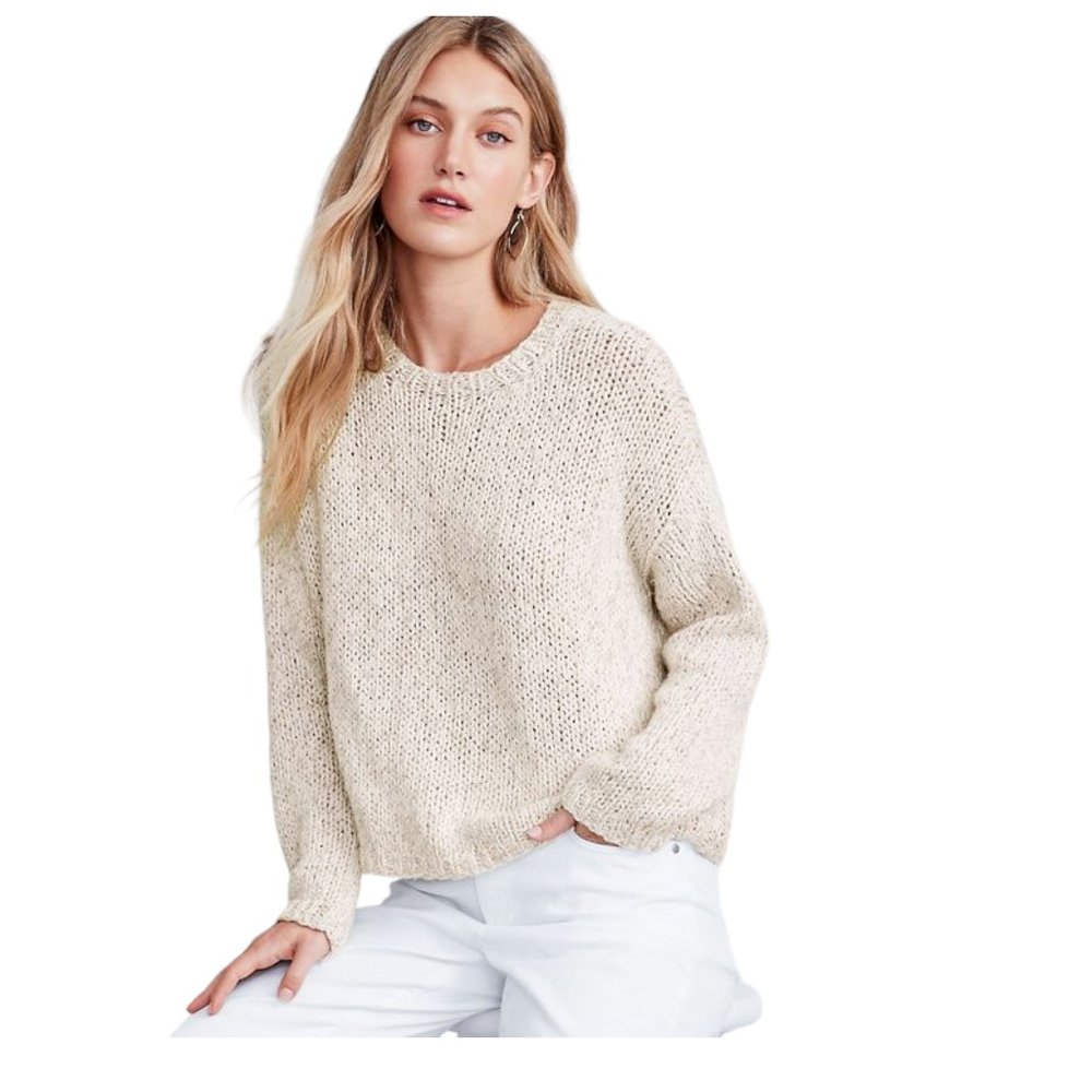 Fisher Project100% Cotton  Chunky Knit Cropped Cream sweater Size S/P
